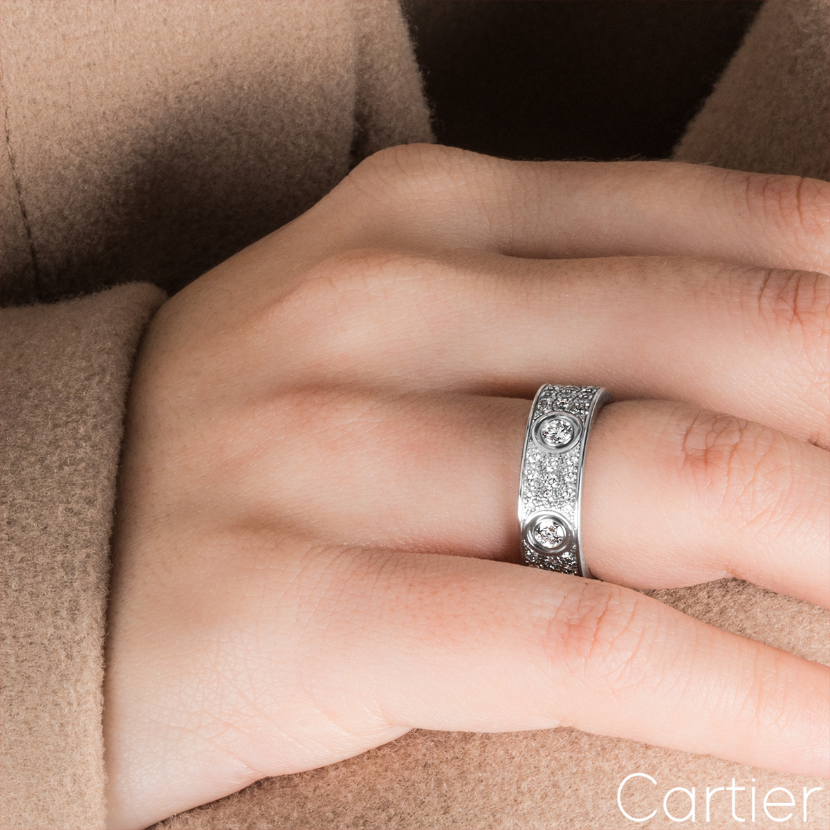 Cartier White Gold Pave Diamond Love Ring N4210400